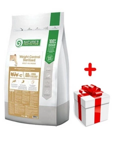 NATURES PROTECTION Weight Control Sterilised Poultry with Krill Adult All Breeds 12kg + Überraschung für den Hund