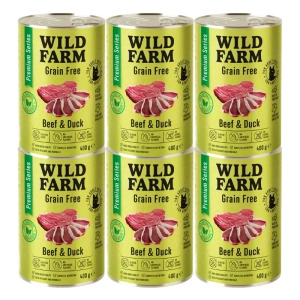 WILD FARM Premium getreidefreies Rind und Ente 6x400g - getreidefreies Katzenfutter