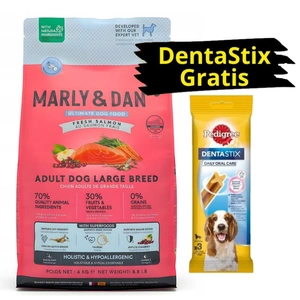 Marly & Dan Adult Dog Large Breed Fresh Salmon Holistic & Hypoallergenic 4kg Trockenfutter + PEDIGREE DentaStix GRATIS!