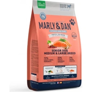 Marly & Dan Senior Dog Medium & Large Breed Frischer Lachs Ganzheitliches & hypoallergenes Trockenfutter 12kg