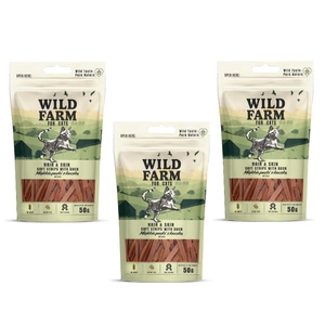 WILD FARM hair&skin soft duck strips 3x50g Katzenleckerli