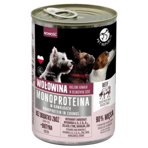 PetRepublic Monoprotein-Rindfleisch Hundefutter, Stückchen in Sauce 400g