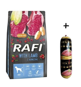 DOLINA NOTECI Rafi Trockenfutter für Hund mit Lamm 10kg + Hektor Premium Hundefutter Riegel mit Geflügel 900g GRATIS