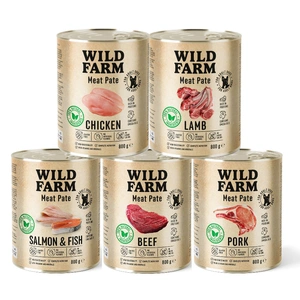 WILD FARM Pastete MIX 5x800g glutenfreies Hundefutter