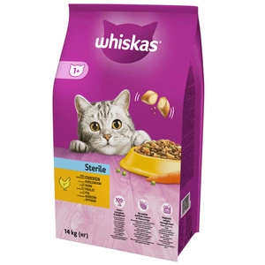 WHISKAS Sterile 14 kg - Trockenfutter für ausgewachsene Katzen nach der Kastration, mit leckerem Huhn