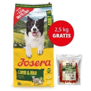 JOSERA Adult Lamm & Reis 12,5+2,5kg + WILD FARM weiche Entenbrust 500g Hundeleckerli