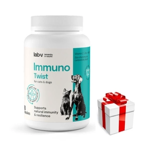 Lab-v Immuno Twist - natürliche Unterstützung der Immunität und Vitalität für Hunde und Katzen 60 Kapseln zum Aufdrehen + Überraschung für den Hund