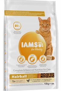 IAMS-Trockenfutter für Vitalität Hairball für erwachsene und ältere Katzen, mit Huhn 10kg