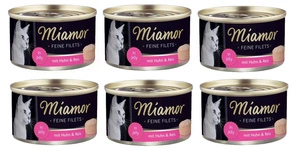 Miamor Feine Filets - Katzennassfutter Hühnerfilets mit Reis 6x 100g Dose