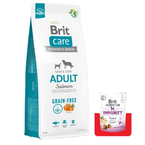 BRIT CARE Grain-free Adult Salmon 12kg + Brit Care Snack Immunity 150g