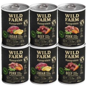 Wild Farm Monoprotein MIX 6x400g hypoallergenes Hundefutter